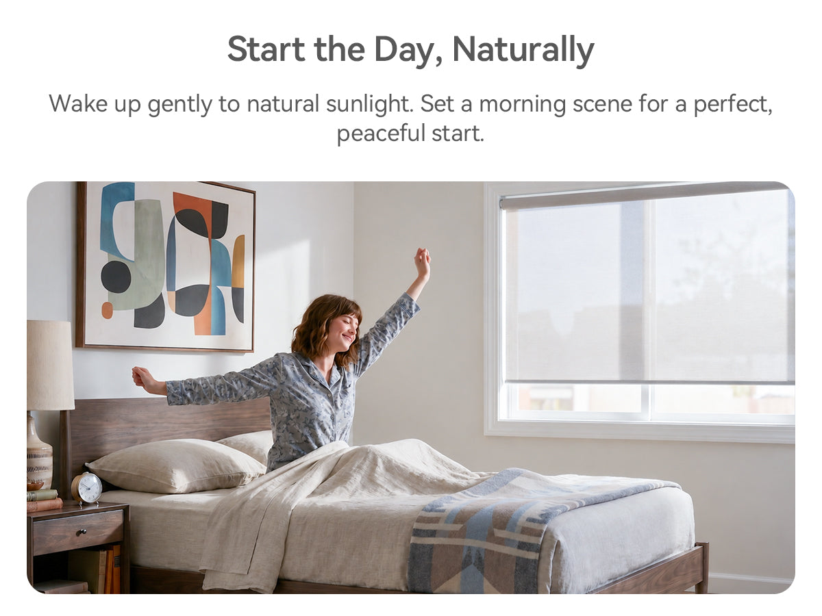 P5 Motorized Roller Shades with Remote, 100% Blackout Fabric Smart Blinds
