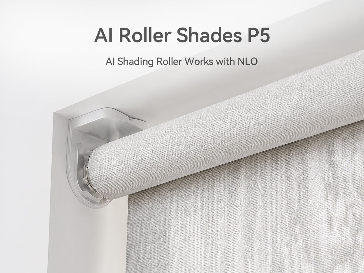 P5 Motorized Roller Shades with Remote, 100% Blackout Fabric Smart Blinds